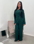 Ahura Emerald Green V Neck Wrap Over Co Ord