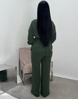 Ahura Khaki V Neck Wrap Over Co Ord