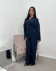 Ahura Navy V Neck Wrap Over Co Ord