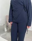Ahura Navy V Neck Wrap Over Co Ord