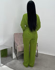 Ahura Lime Green V Neck Wrap Over Co Ord