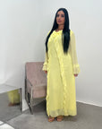 Leila Yellow Frill Detail Tie Back Mesh Dress