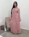 Leila Pink Frill Detail Tie Back Mesh Dress