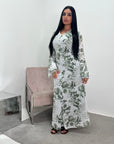 Kara Khaki Floral Premium Lined Chiffon Summer Dress