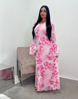 Kara Pink Floral Premium Lined Chiffon Summer Dress