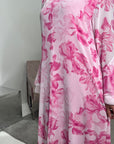 Kara Pink Floral Premium Lined Chiffon Summer Dress