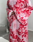 Kara Red Floral Premium Lined Chiffon Summer Dress