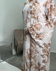 Kara Camel Floral Premium Lined Chiffon Summer Dress