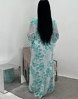 Kara Aqua Blue Floral Premium Lined Chiffon Summer Dress