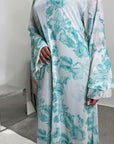 Kara Aqua Blue Floral Premium Lined Chiffon Summer Dress