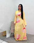 Darcy Yellow Modest Flower Print Tie Back Dress