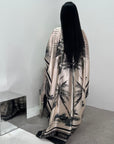 Naomi Khaki Printed Palm Floral Modest Kaftan with Inner Tie