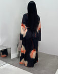 Darcy Black Modest Flower Print Tie Back Dress
