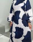 Kaleen Navy Floral Tie Back Modest Dress with Elasticated Cuff Sleeves