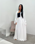 Nia White Linen Gold Buckle Skirt and Open Jacket Summer Set