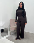 Ayesha Chocolate Drape Textured Co ord Set