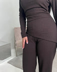 Ayesha Chocolate Drape Textured Co ord Set