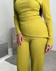 Ayesha Lime Green Drape Textured Co ord Set