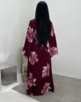 Falon Wine Linen Modest Summer Floral Dress