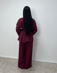Dina Wine V Neck Pleated Co Ord Set
