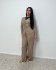 Azana Mocha Textured Gold Buckle Co Ord Set