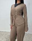 Azana Mocha Textured Gold Buckle Co Ord Set