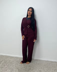 Azana Wine Textured Gold Buckle Co Ord Set