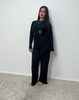 Azana Black Textured Gold Buckle Co Ord Set