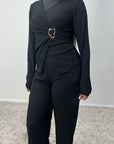 Azana Black Textured Gold Buckle Co Ord Set