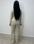 Azana Beige Textured Gold Buckle Co Ord Set