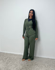 Azana Khaki Textured Gold Buckle Co Ord Set
