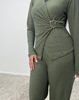 Azana Khaki Textured Gold Buckle Co Ord Set
