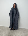 Nova Dark Grey Teddy Printed Swirl Coat