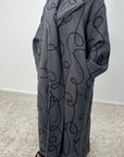 Nova Dark Grey Teddy Printed Swirl Coat