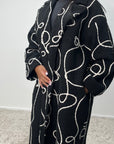 Nova Black Teddy Printed Swirl Coat