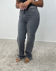 Fana Charcoal Stretchy Straight Leg Jean - Regular