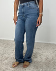 Ziya Dark Blue Stretchy Straight Leg Jean - Tall