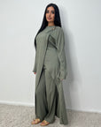Keya Khaki Gold Buckle Dress Co Ord Set