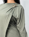Keya Khaki Gold Buckle Dress Co Ord Set
