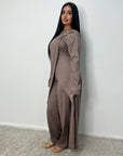 Keya Mocha Gold Buckle Dress Co Ord Set
