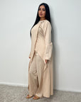 Keya Beige Gold Buckle Dress Co Ord Set