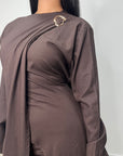 Keya Brown Gold Buckle Dress Co Ord Set