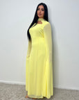Masah Yellow Cape Sleeve Modest Dress
