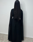 Masah Black Cape Sleeve Modest Dress