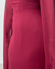 Masah Wine Cape Sleeve Modest Dress