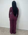 Nadia Wine Soft Wrap Gold Buckle Trouser Co Ord