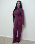 Nira Wine Soft Asymmetrical Trouser Co Ord