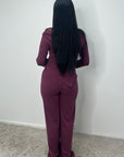 Nira Wine Soft Asymmetrical Trouser Co Ord