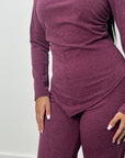 Nira Wine Soft Asymmetrical Trouser Co Ord
