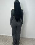 Nira Grey Soft Asymmetrical Trouser Co Ord